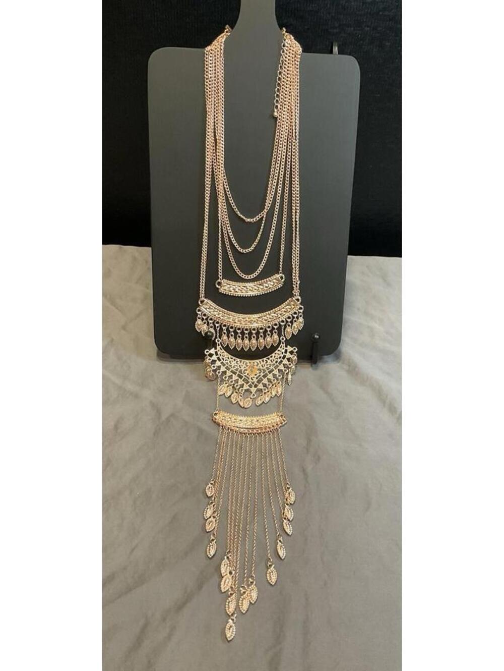 NWOT Multi Tier Rose Gold Tone Chain Necklace #1259